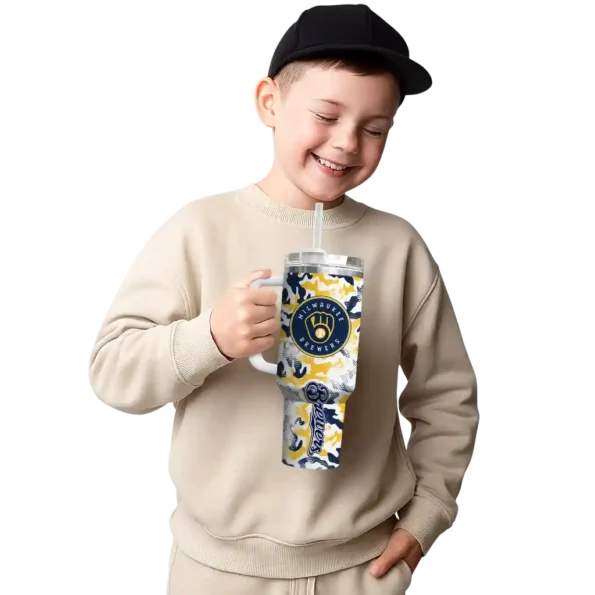 customized milwaukee brewers camo mashup navy blue white curved tumbler latest model 1.webp
