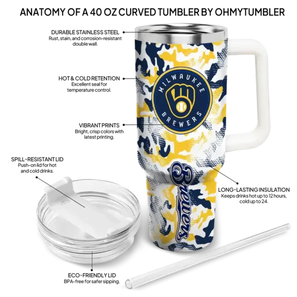 customized milwaukee brewers camo mashup navy blue white curved tumbler new arrival 1.webp