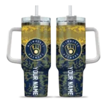 customized milwaukee brewers chevron stripe navy blue curved tumbler best selling 1.webp