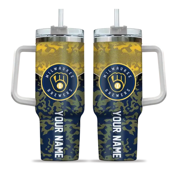 customized milwaukee brewers chevron stripe navy blue curved tumbler best selling 1.webp