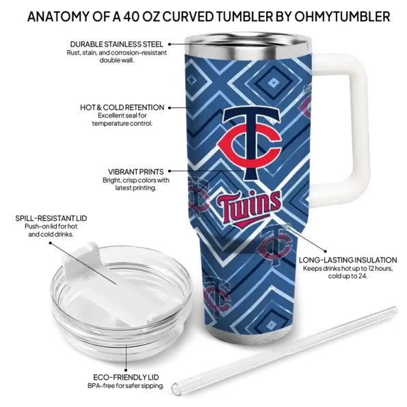 customized minnesota twins bold diamonds navy curved tumbler new arrival 1.webp