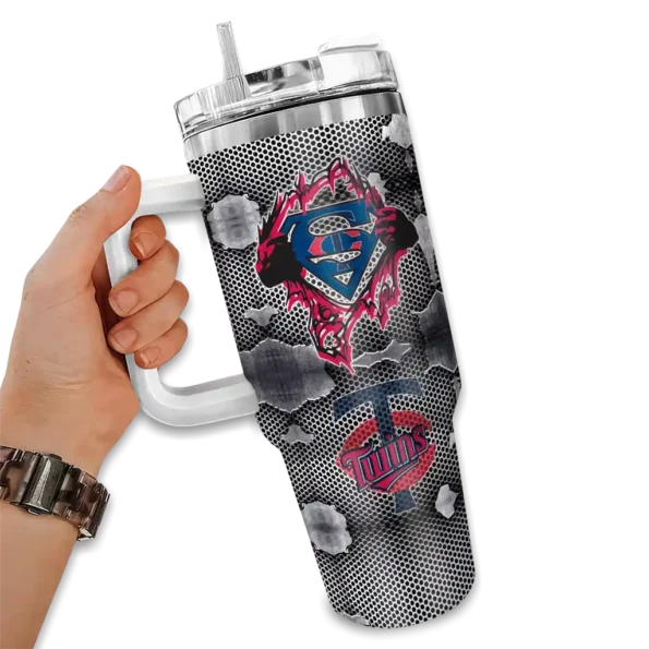 customized minnesota twins superman shield navy gray curved tumbler fashion forward 1.webp
