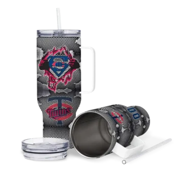 customized minnesota twins superman shield navy gray curved tumbler high quality 1.webp