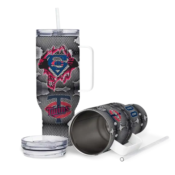 customized minnesota twins superman shield navy gray curved tumbler high quality 1.webp