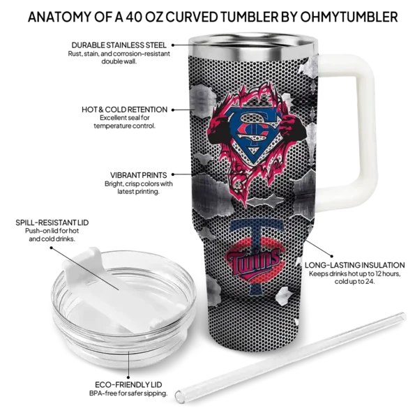 customized minnesota twins superman shield navy gray curved tumbler new arrival 1.webp