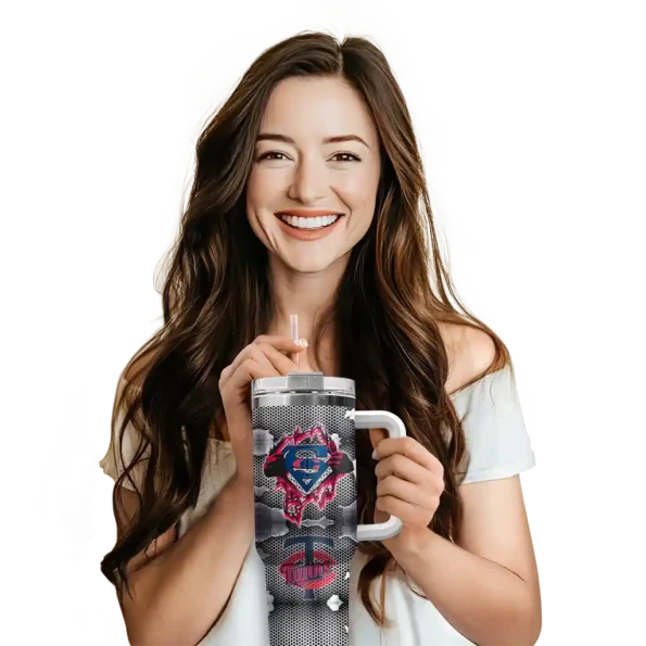 customized minnesota twins superman shield navy gray curved tumbler premium grade 1.webp