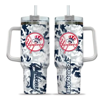 customized new york yankees camo mashup navy white curved tumbler best selling 1.webp