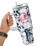 customized new york yankees camo mashup navy white curved tumbler best selling 1.webp