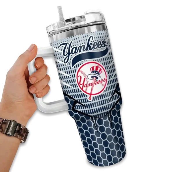 customized new york yankees hex texture navy curved tumbler fashion forward 1.webp