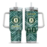 customized oakland athletics bold diamonds green curved tumbler best selling 1.webp