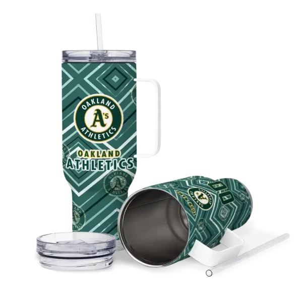 customized oakland athletics bold diamonds green curved tumbler high quality 1.webp