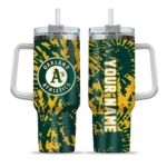 customized oakland athletics burst swirl green curved tumbler best selling 1.webp