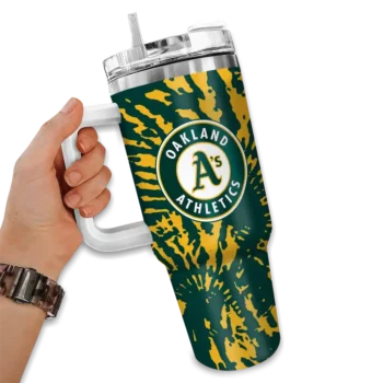 customized oakland athletics burst swirl green curved tumbler fashion forward 1.webp