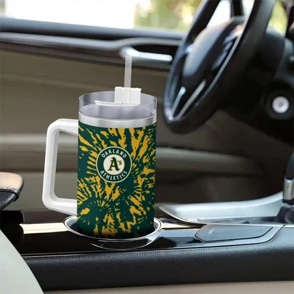 customized oakland athletics burst swirl green curved tumbler trendy 1.webp