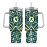 customized oakland athletics chevron angle green curved tumbler best selling 1.webp