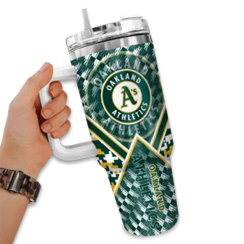 customized oakland athletics chevron angle green curved tumbler fashion forward 1.webp