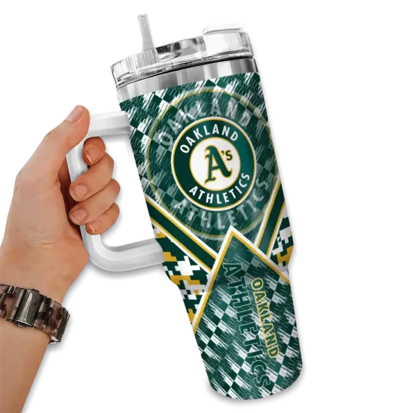 customized oakland athletics chevron angle green curved tumbler fashion forward 1.webp