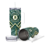 customized oakland athletics chevron angle green curved tumbler best selling 1.webp