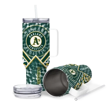 customized oakland athletics chevron angle green curved tumbler high quality 1.webp