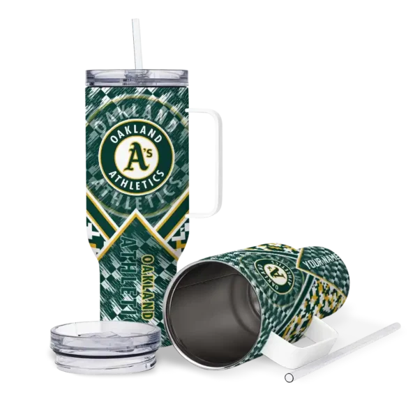 customized oakland athletics chevron angle green curved tumbler high quality 1.webp