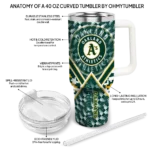 customized oakland athletics chevron angle green curved tumbler best selling 1.webp