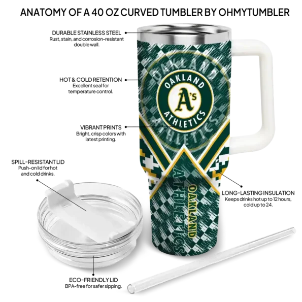 customized oakland athletics chevron angle green curved tumbler new arrival 1.webp