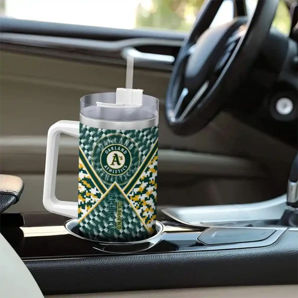 customized oakland athletics chevron angle green curved tumbler trendy 1.webp