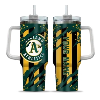 customized oakland athletics claw cut green black curved tumbler best selling 1.webp