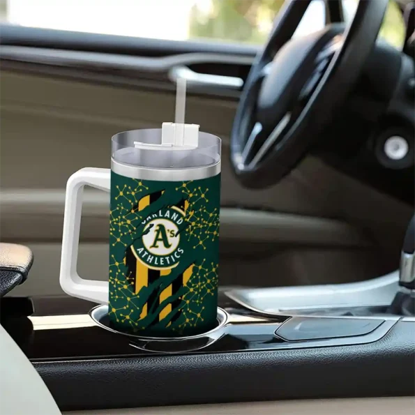 customized oakland athletics claw cut green black curved tumbler trendy 1.webp