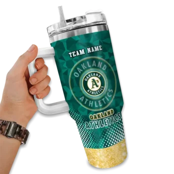 customized oakland athletics geometric prism green curved tumbler fashion forward 1.webp