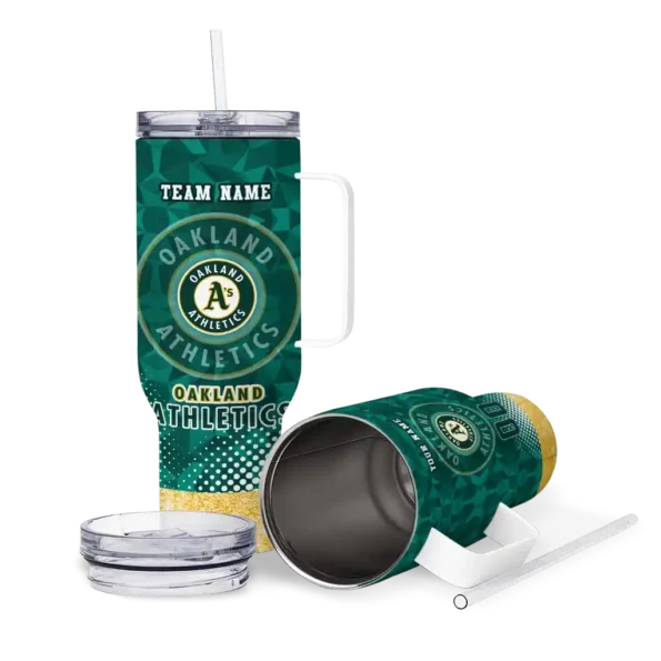 customized oakland athletics geometric prism green curved tumbler high quality 1.webp