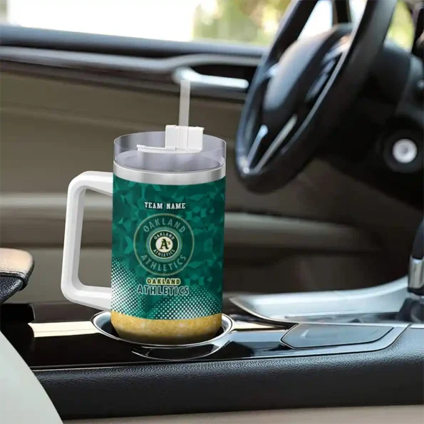 customized oakland athletics geometric prism green curved tumbler trendy 1.webp