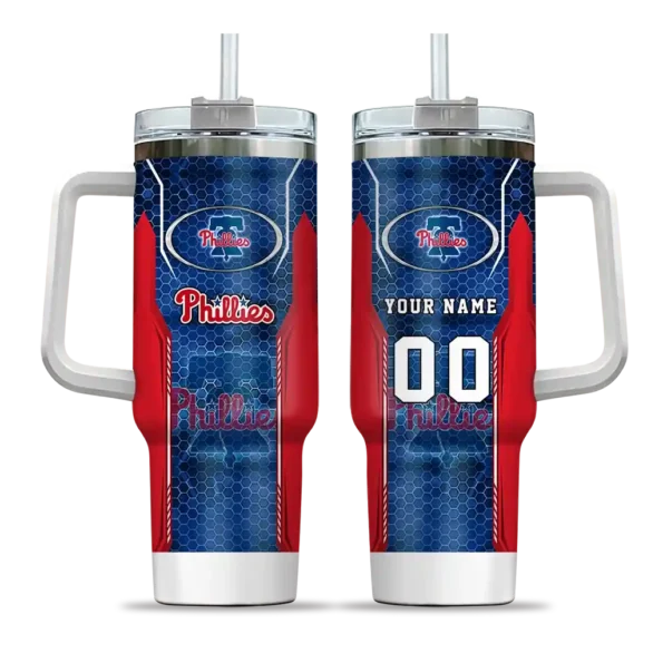customized philadelphia phillies hexagon armor blue curved tumbler best selling 1.webp