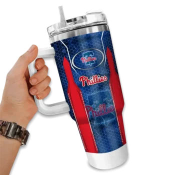 customized philadelphia phillies hexagon armor blue curved tumbler fashion forward 1.webp