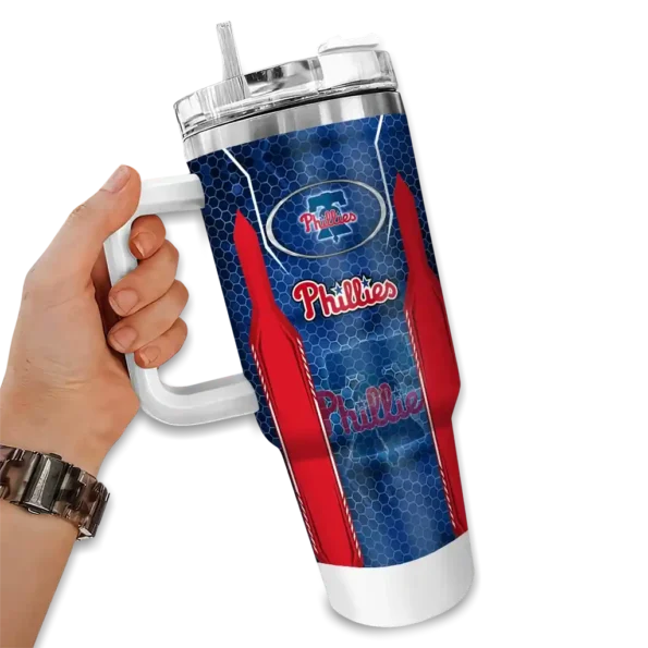 customized philadelphia phillies hexagon armor blue curved tumbler fashion forward 1.webp