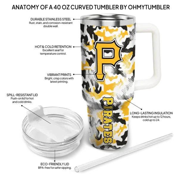 customized pittsburgh pirates camo mashup black white curved tumbler new arrival 1.webp