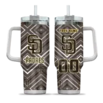 customized san diego padres bold diamonds brown curved tumbler best selling 1.webp