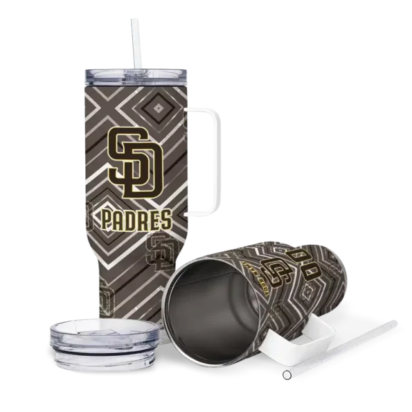customized san diego padres bold diamonds brown curved tumbler high quality 1.webp