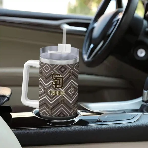 customized san diego padres bold diamonds brown curved tumbler trendy 1.webp