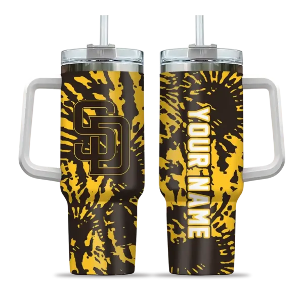 customized san diego padres burst swirl brown curved tumbler best selling 1.webp