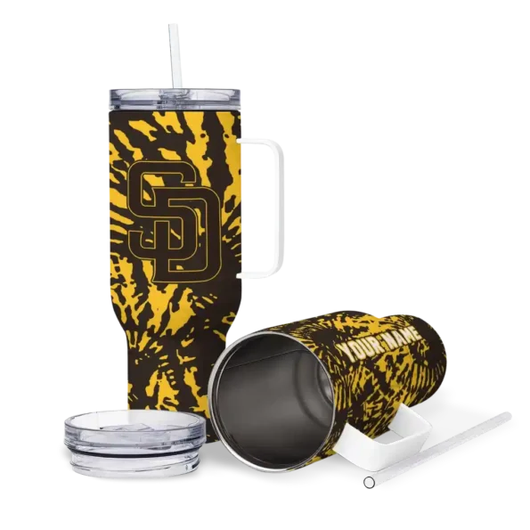 customized san diego padres burst swirl brown curved tumbler high quality 1.webp