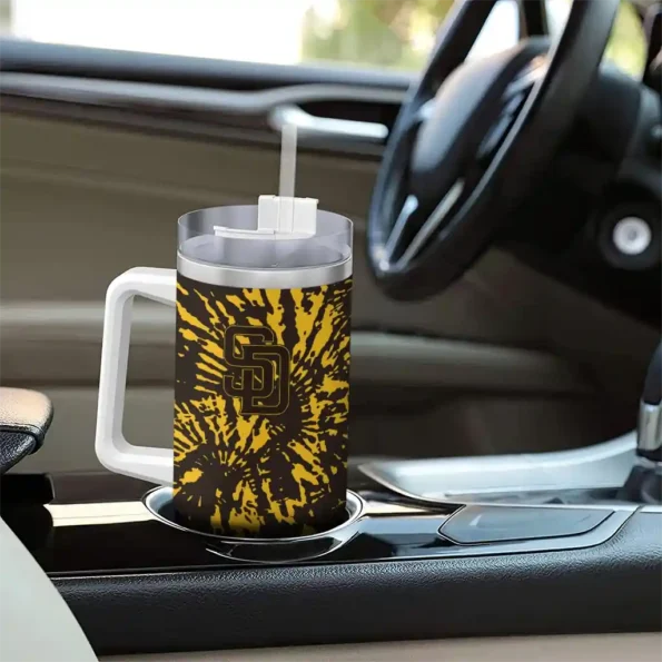 customized san diego padres burst swirl brown curved tumbler trendy 1.webp