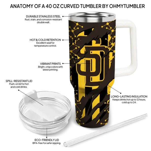 customized san diego padres claw cut brown black curved tumbler new arrival 1.webp