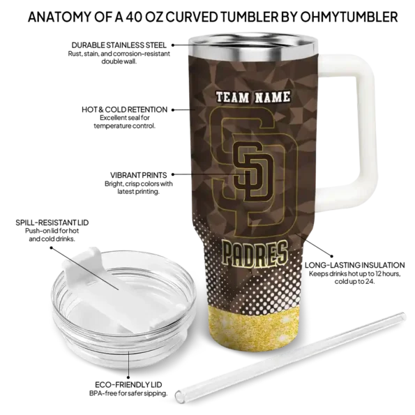 customized san diego padres geometric prism brown curved tumbler new arrival 1.webp