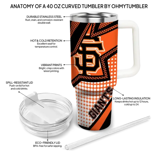 customized san francisco giants arrow burst orange curved tumbler new arrival 1.webp