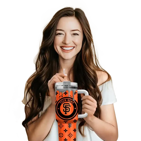 customized san francisco giants bullseye drips orange curved tumbler premium grade 1.webp