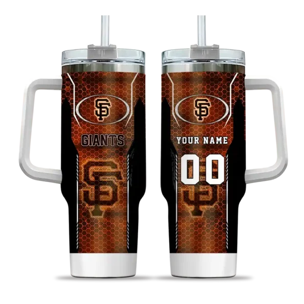 customized san francisco giants hexagon armor orange curved tumbler best selling 1.webp