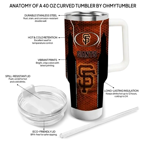 customized san francisco giants hexagon armor orange curved tumbler new arrival 1.webp