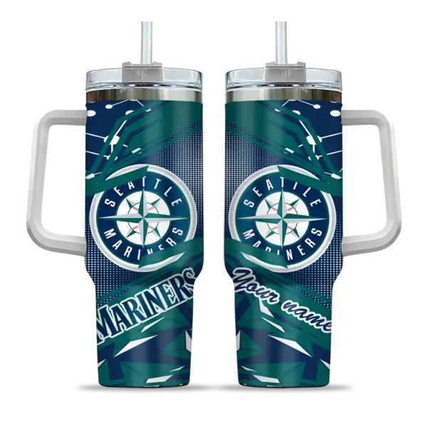 customized seattle mariners abstract paths navy blue curved tumbler best selling 1.webp