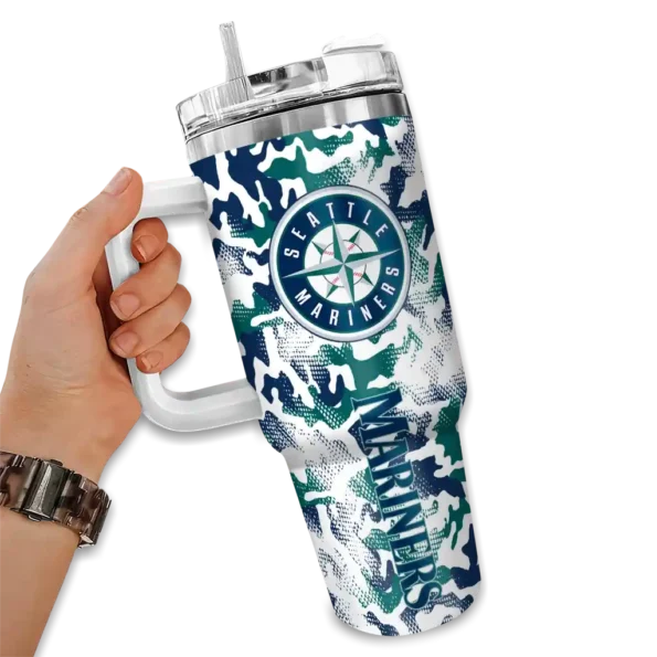 customized seattle mariners camo mashup navy blue white curved tumbler fashion forward 1.webp